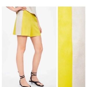 Zara Faux Suede Bermuda Shorts Colorblock High Waisted Small